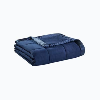 All-Season Down Alternative Blanket, Soft Light Weight Quilted Blanket, Luxury Throw Blanket With Satin Trim For Bed