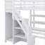 Lit mezzanine avec tablettes intégrées, escalier de rangement, garde-robe compacte et éclairage à DEL-2095695441