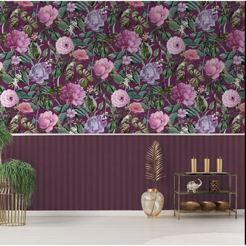 Rouleau de papier peint botanique L 33 pi x l 21 po, Mauve