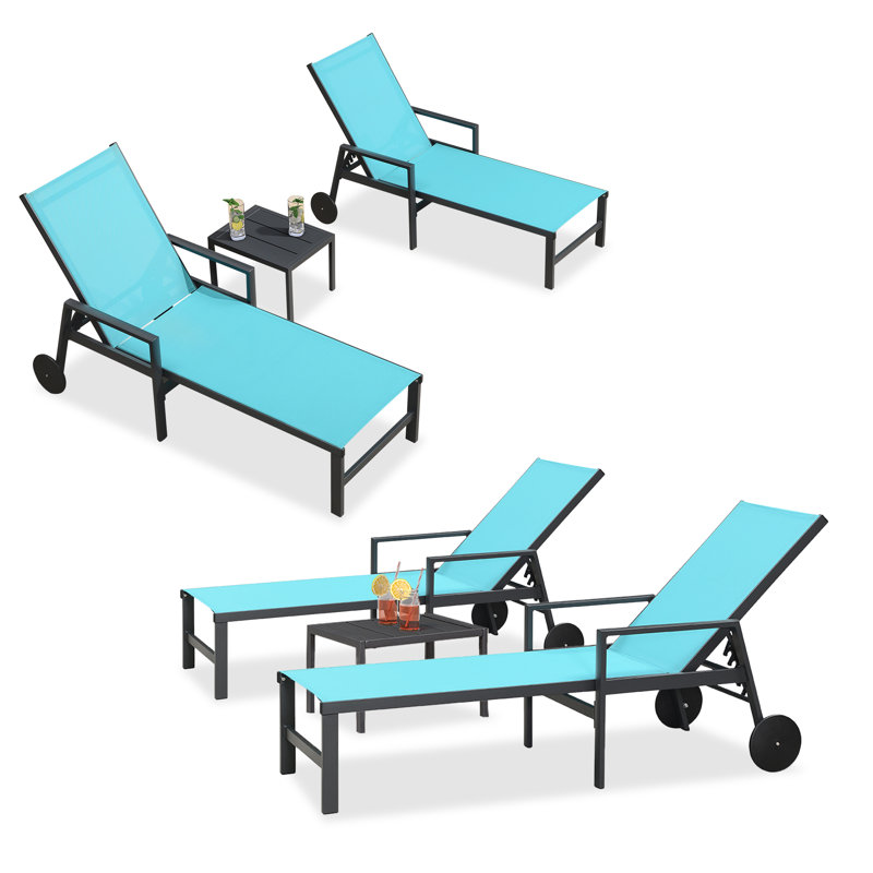 Jahnya Outdoor Single chaise, Turquoise Blue