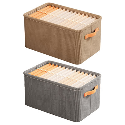 Set Of 24L Universal Size Clothes Storage Basket, Fabric Storage Box With Metal Frame, Clothes & Fabric Orgainzer Bins, Closet Clothes Wardrobe Storage Box, Shelf Storage Box