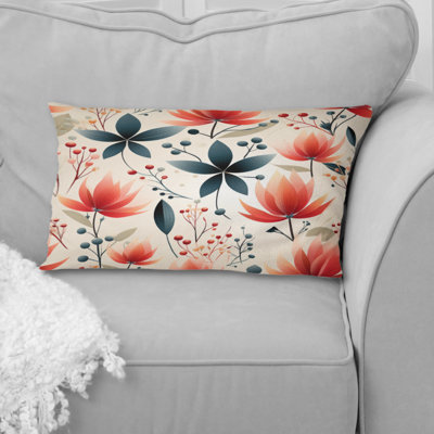 Élégant motif floral rouge III - coussin à imprimé floral