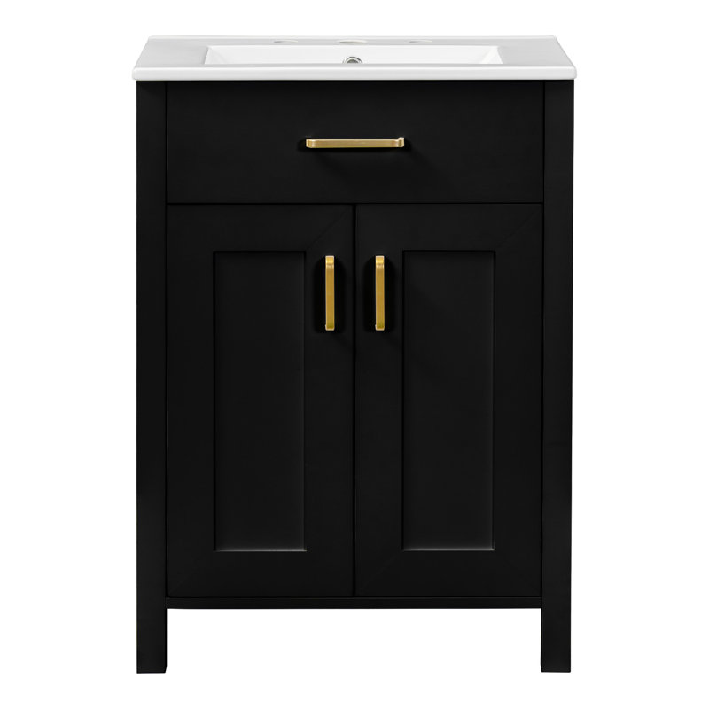 Meuble-lavabo luxueux avec lavabo en céramique et grand espace de rangement
