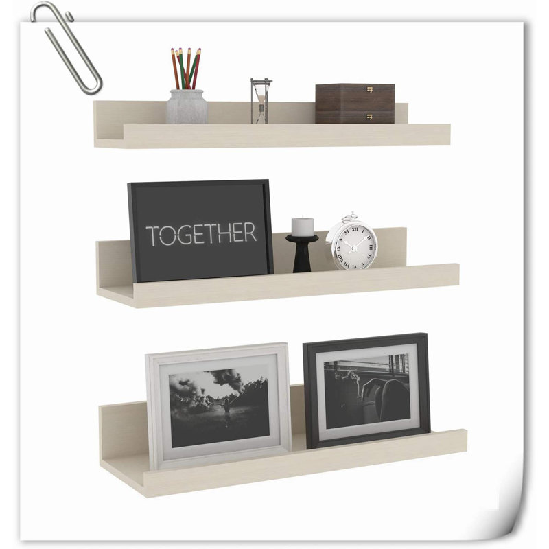 Chakera 3 Piece Wood Floating Shelf, Rustic Brown
