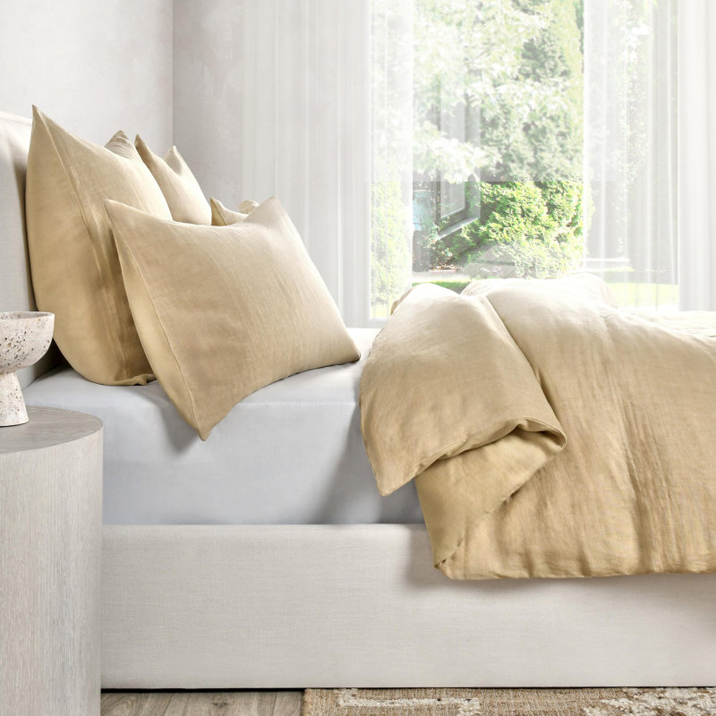 Paloma Hemp Fabric King Duvet, King Duvet Cover, Amber