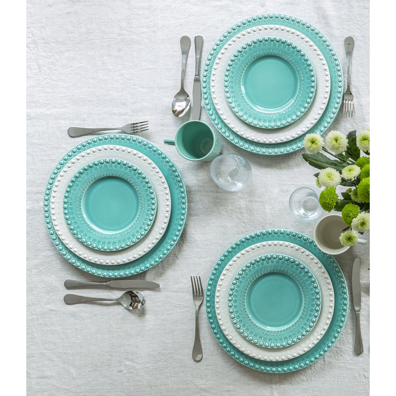Earthenware Salad/Dessert Plate, Aqua Green