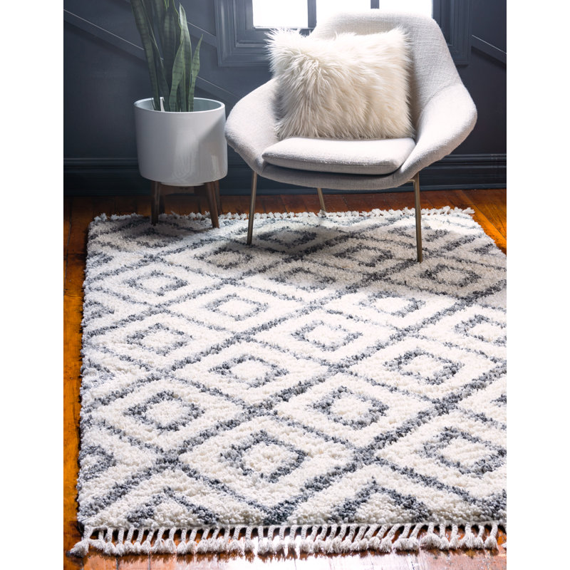 Palacios Geometric Shag Area Rug, Rectangle 152 x 244cm