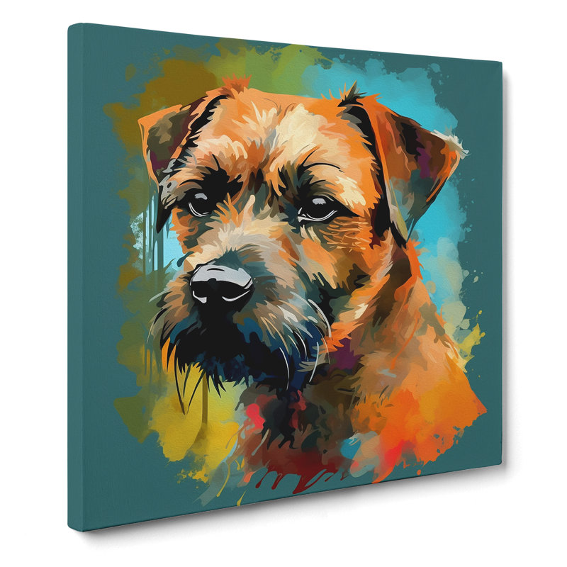 Border Terrier Abstract Art No.4 - Print, 50cm H x 50cm W x 3cm D