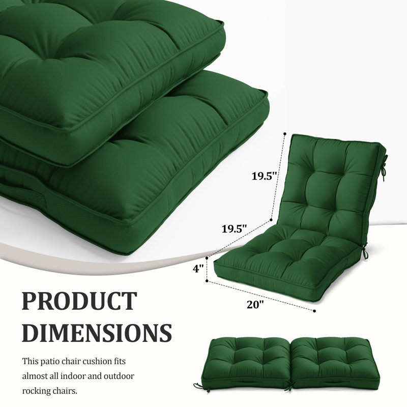 Outdoor/Indoor Seat / Back Cushion, Green, 20" W x 39" D