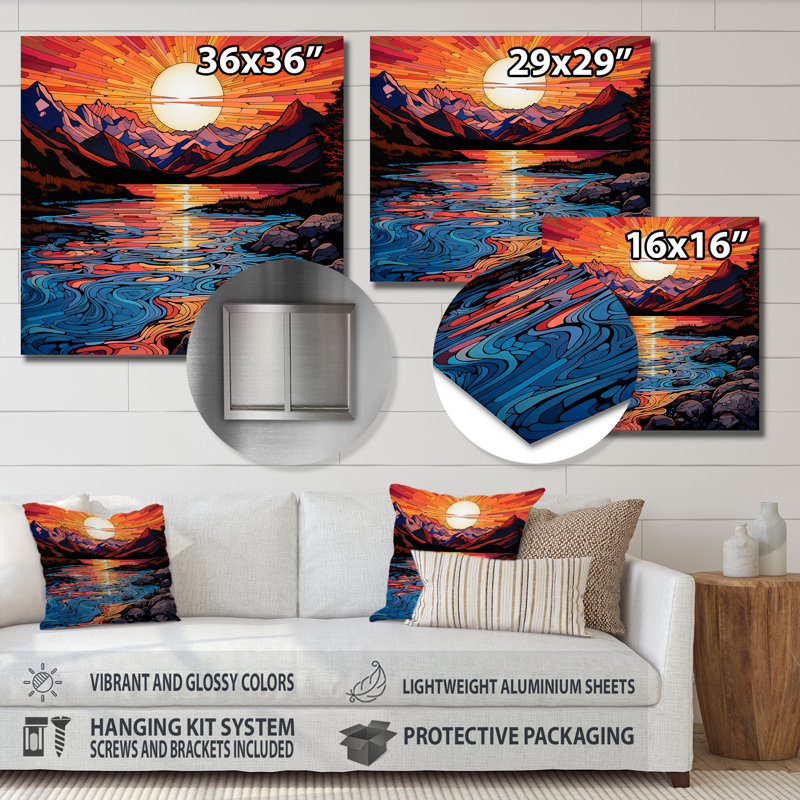 Breana - rivière, art mural, Métal métal, H 36 po x l 36 po x P 1,5 po