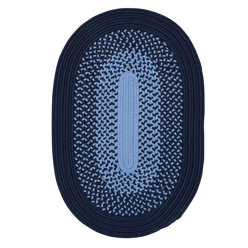 Tapis bleu marine / bleu intérieur / extérieur Herewardus, Ovale 3 pi 6 po x 5 pi 6 po