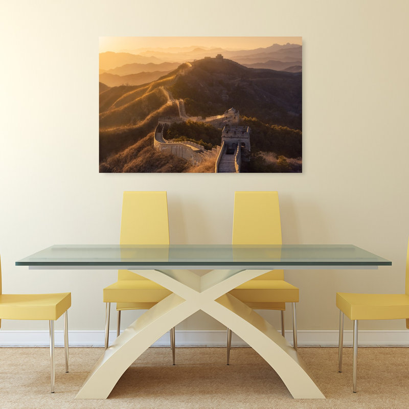 «Golden Great Wall Sunset Serene Abstract Contemporary Landscape Landscape», reproduction d'art mural, H 32 po x l 48 po