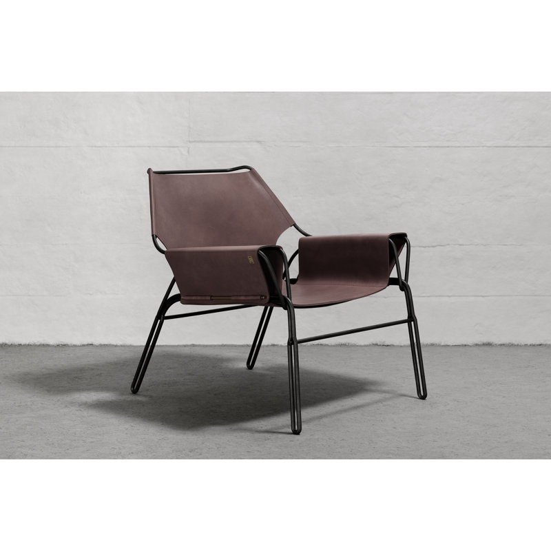 Perfidia Leather Lounge Chair, Brown Red Genuine Leather