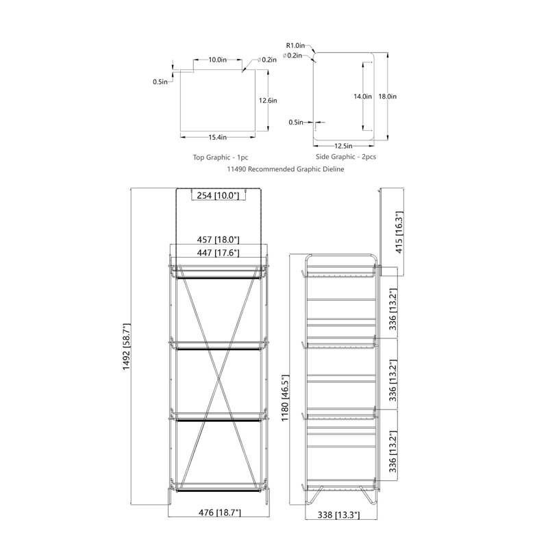 Mete 18.7'' W Metal Shelving Unit