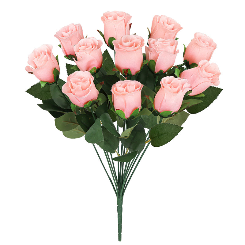 Bouquet de roses artificielles, Pêche rose