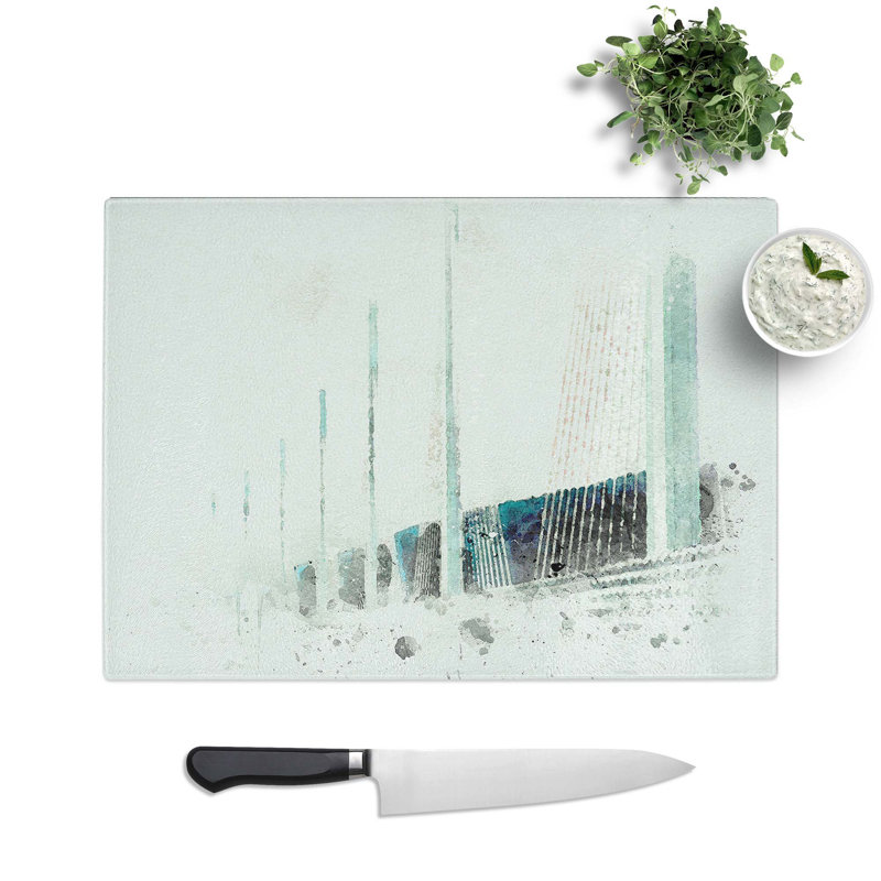 Glass Millau Viaduct Bridge in France in Abstract Chopping Board, 39 cm W x 28.5 cm L