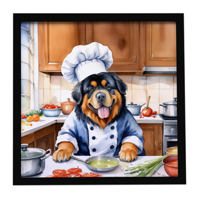 Tibetan Mastiff The Chef Framed Metal Print