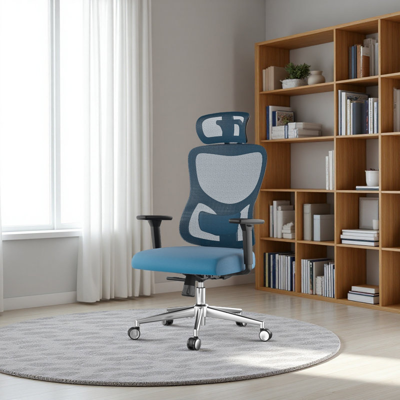 Ergonomic Office Chair,Mesh Desk Chair With Adjustable Lumbar Support And Headrest,Comfy Computer Chair With 3D Armrest Recling Swivel Chair For Home, Office, Study Room