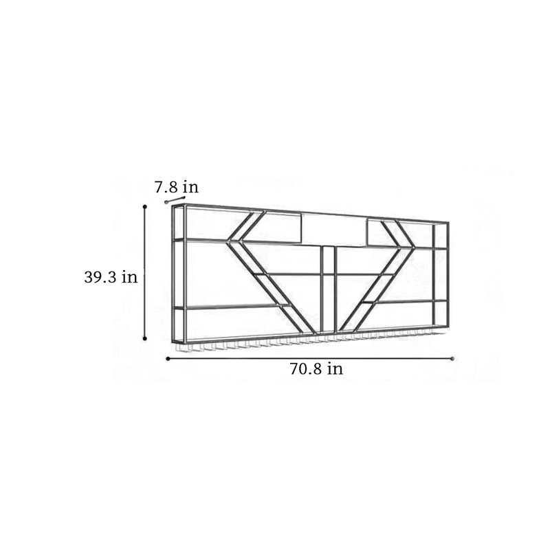 Support à vin, Doré, H 39,3 po x l 70,8 po x P 7,8 po
