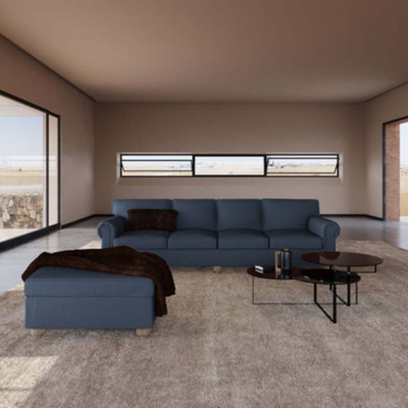 Canapé Leroy, H 36 po x l 84 po x P 49 po, Velours moelleux graphite, Patiné