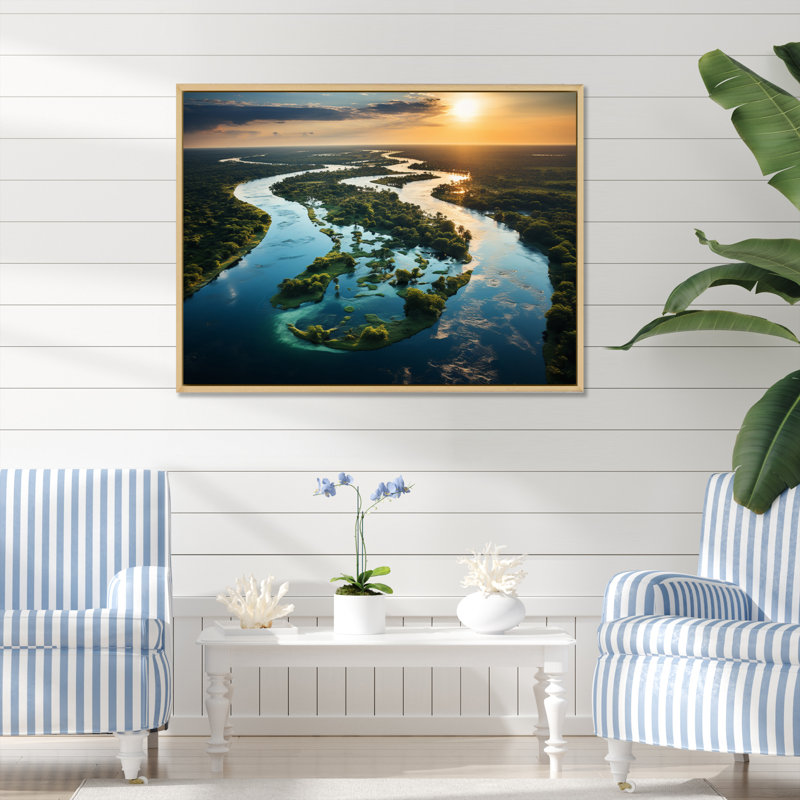Delta de l'Okavango, Botswana II sur toile, Cadre naturel flottant, H 30 po x l 40 po x P 1,5 po