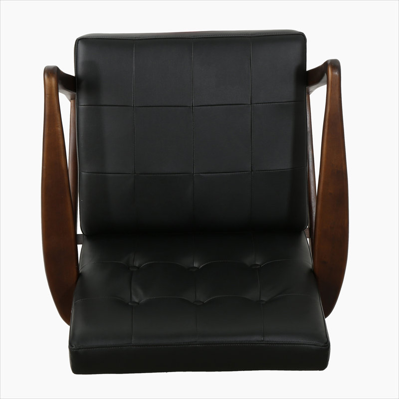 Amanni Faux Leather Club Chair, Black Faux Leather