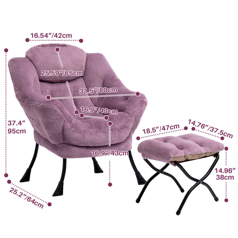 Armchair Accent Chair Lazy Chair with Footstool, Purple