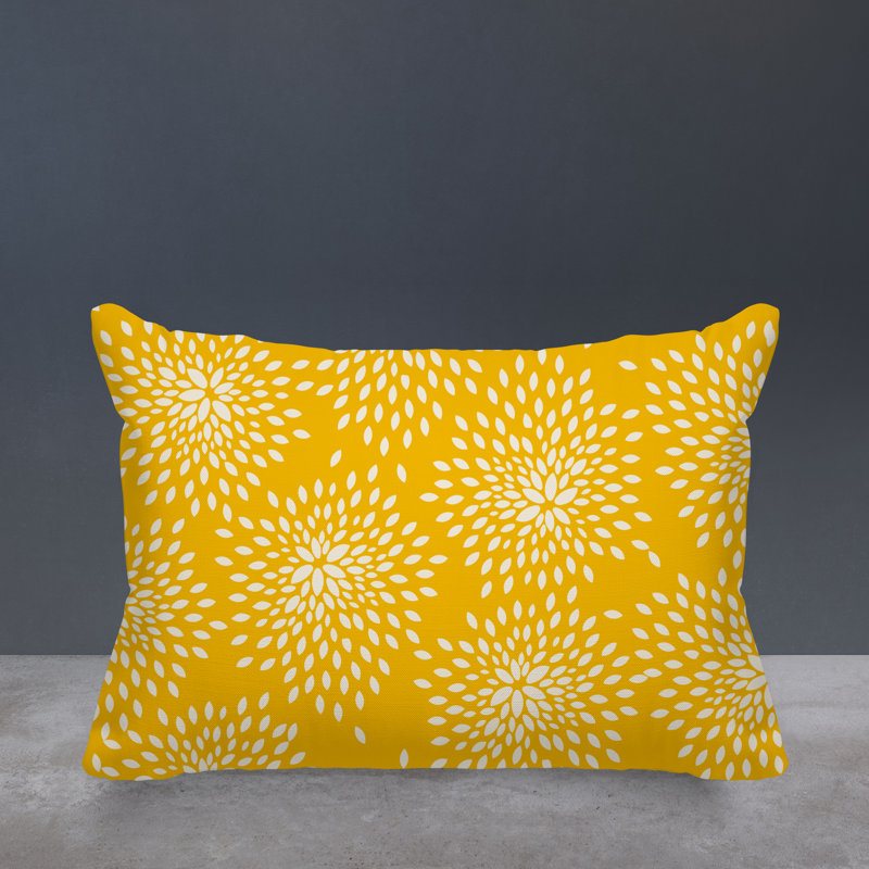 Housse et insert de coussin rectangulaire intérieur / extérieur en polyester filé Bavière, Jaune / crème