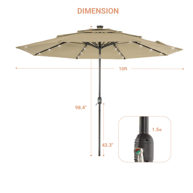 Parasol de marché éclairé 120 po Sanfra, Sable