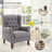 Button-Tufted Small Wingback Accent Chair with Rolled Arm and Thick Padded Cushion-1060150549