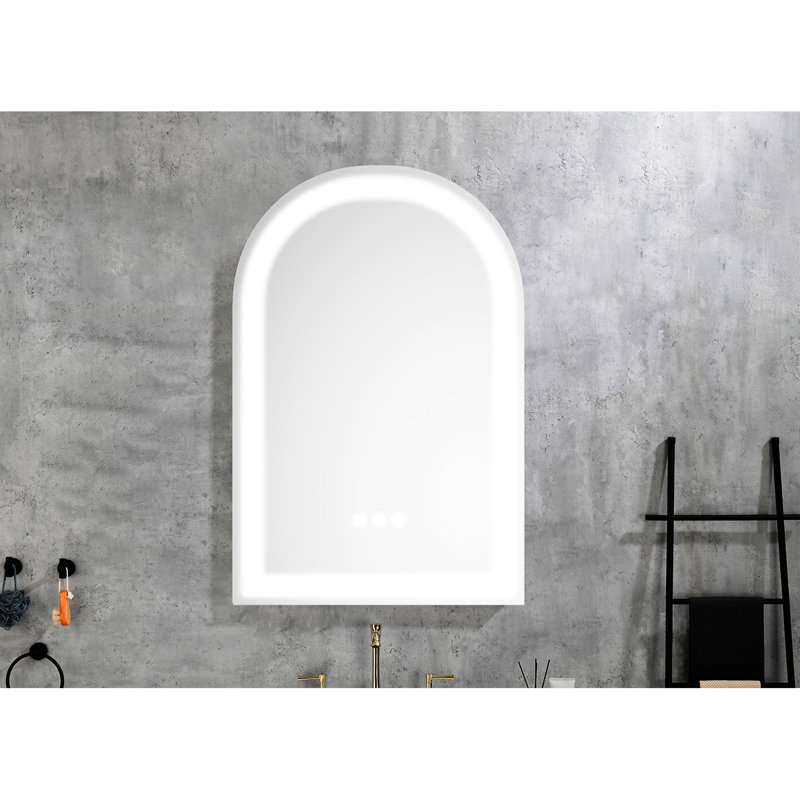 Miroir de salle de bain mural 26X38 - Lumen élevé, brouillard, luminosité réglable, imperméable, aluminium, blanc
