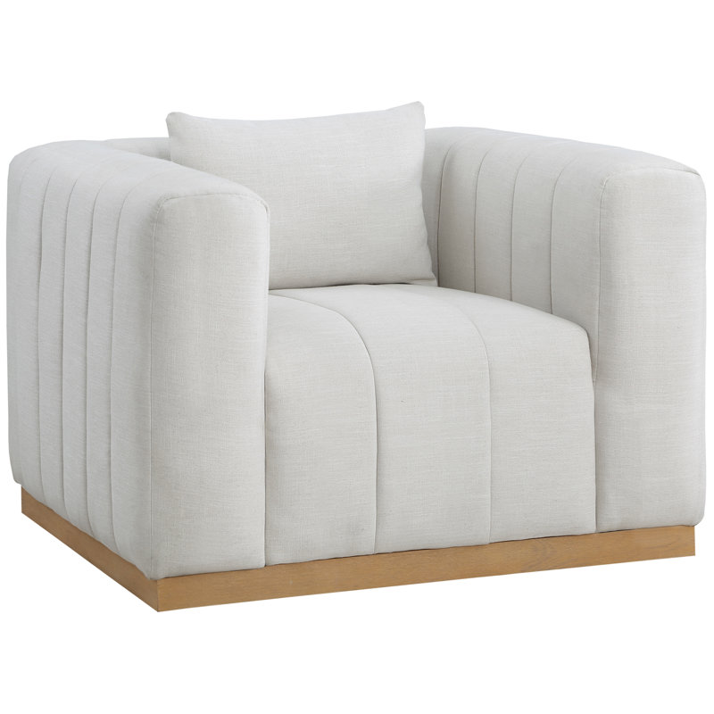 Izelle Upholstered Armchair, Cream Linen Textured Fabric