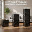 Armoire de rangement pliable noire - combinaison acier-bois durable, assemblage facile et conception antidérapante-131272770-131272771