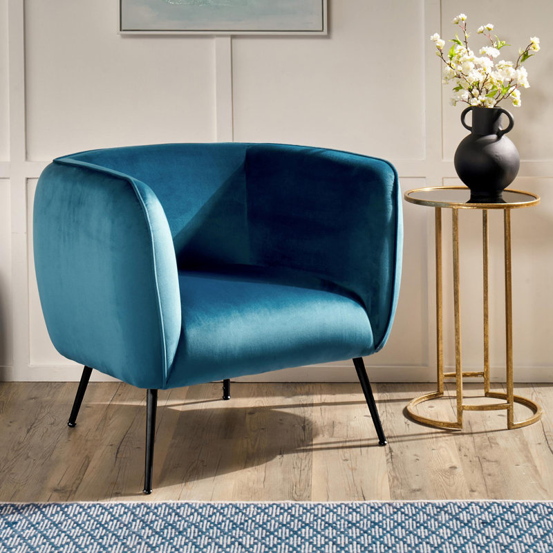 Krol Velvet Barrel Chair, Blue