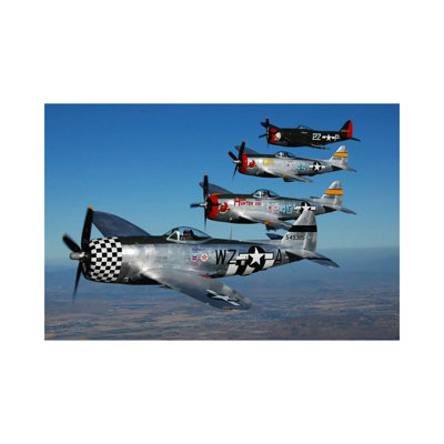Formation Of P-47 Thunderbolts Flying Over Chino by Phil Wallick - Wrapped Canvas Print
