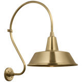 Thomas O'Brien, "Academy 18" Larrabee Barn Light in Hand-Rubbed Antique Brass with 12.5" Bowers Shade