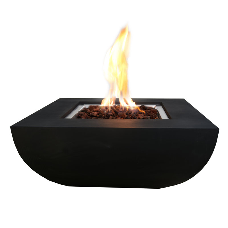 Black 37-Inch Square Gas Fire Pit Table