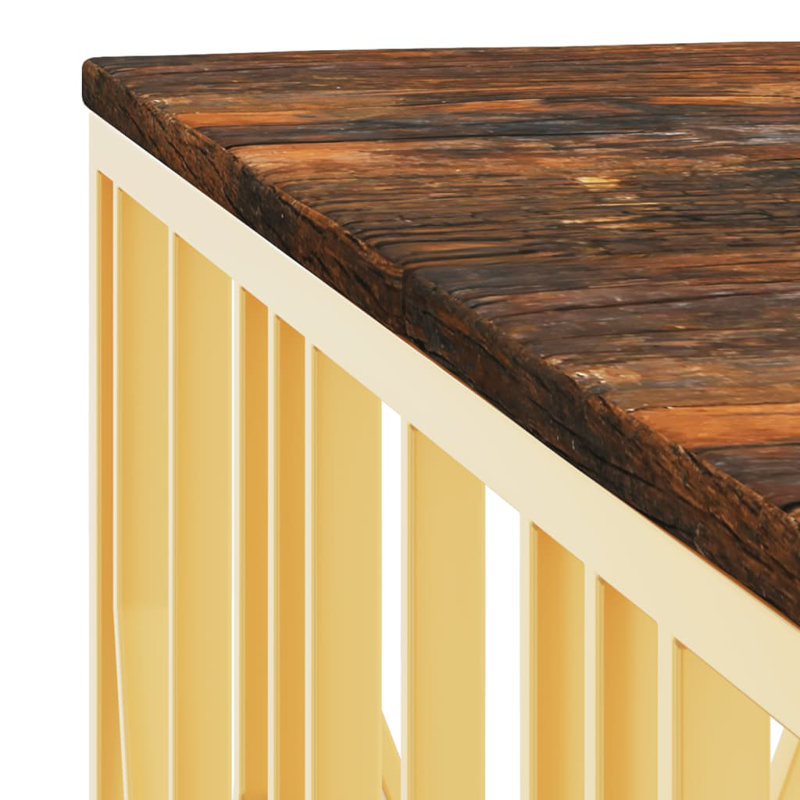 Angeliqua Frame Coffee Table, Gold, Walnut, 50cm H x 100cm W x 100cm D