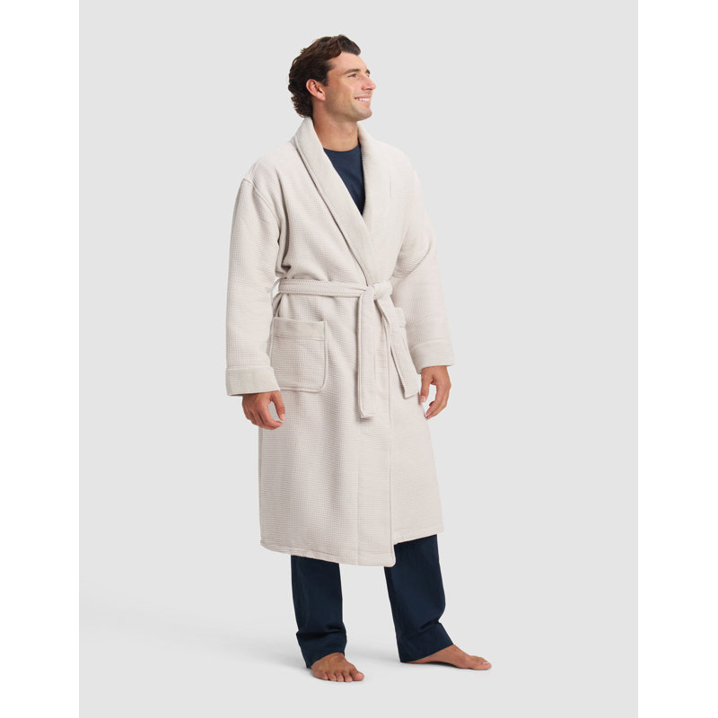 Waffle Bath Robe, XS, Light Gray