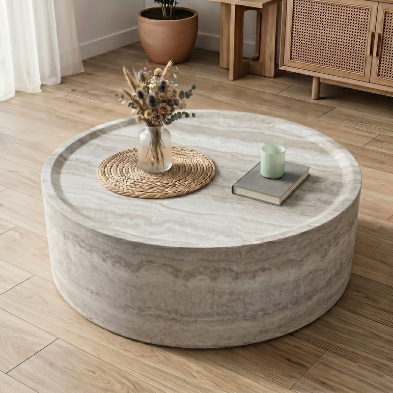 Table basse 35 po ronde sans assemblage, H 12,2 po x L 35,43 po x l 35,43 po