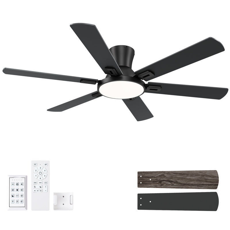 Ventilateur de plafond encastré noir mat Trerise, 52", Noir