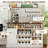 Coffee Bar Cabinet with Wine Rack and Cup Hanger, 47'' Modern Farmhouse Buffet Sideboard with Storage, Freestanding Kitchen Pantry Cabinet for Dining Room Living Room, White-1570610024