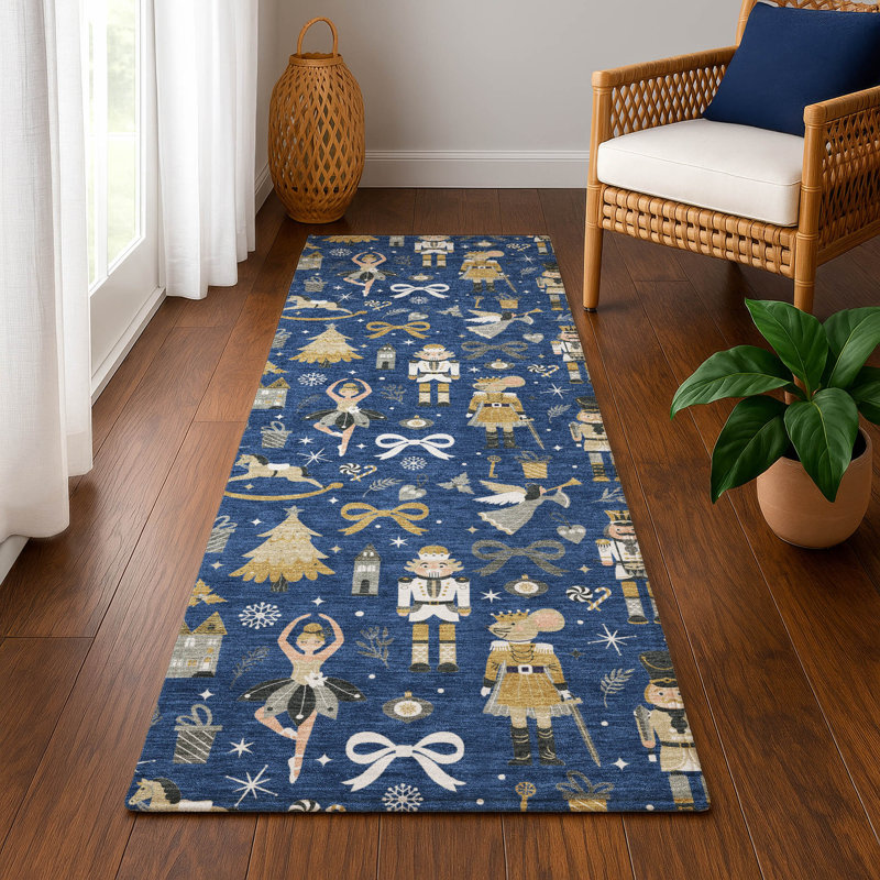 Premium Machine Washable Mayfield AMF1827 Fun Christmas Rug, Runner 2'3" x 7'6"