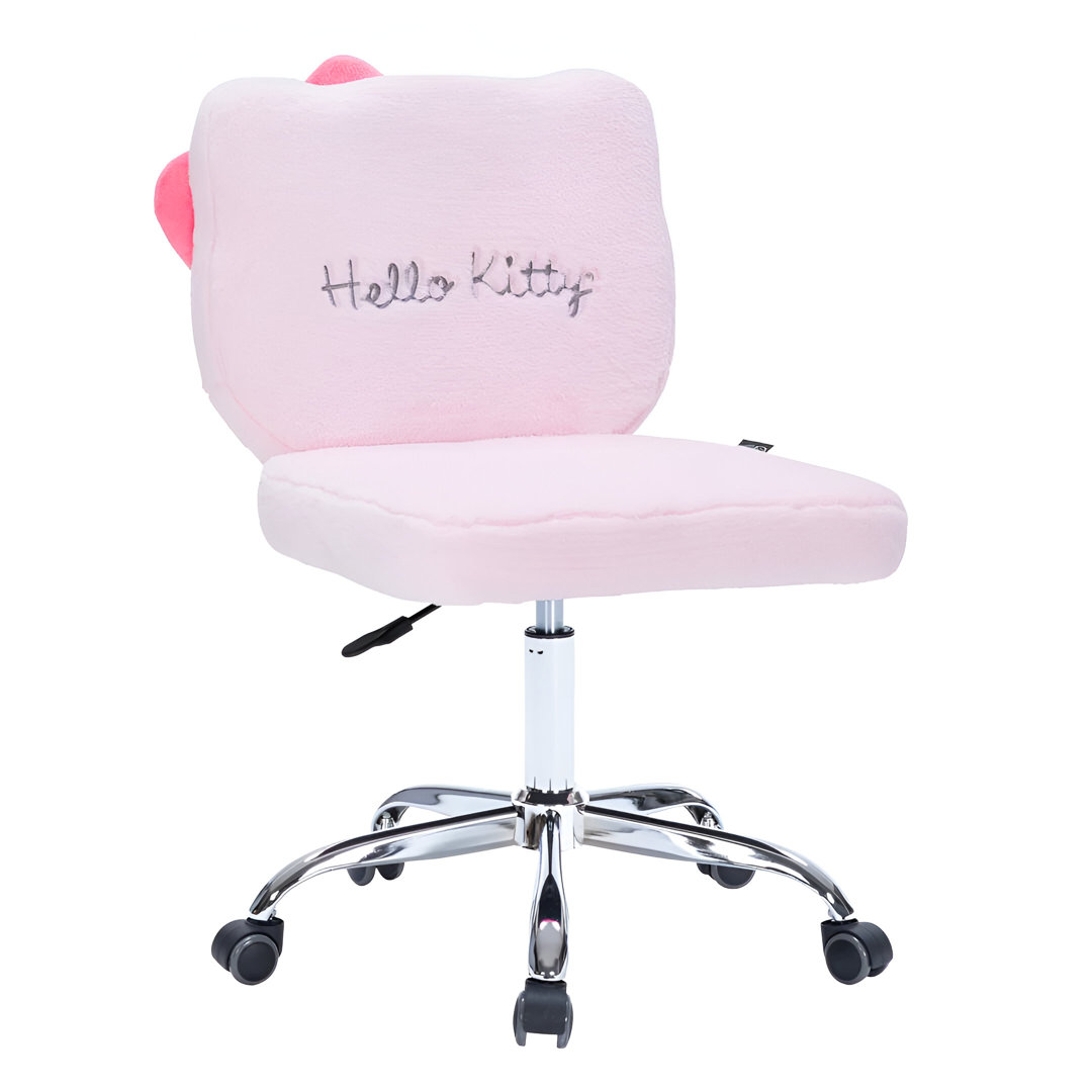 Hello Kitty Kawaii Swivel Vanity Chair for Makeup Room with Wheels Rolling, Comfy Polyurethane Foam Isabelle & Max™ 