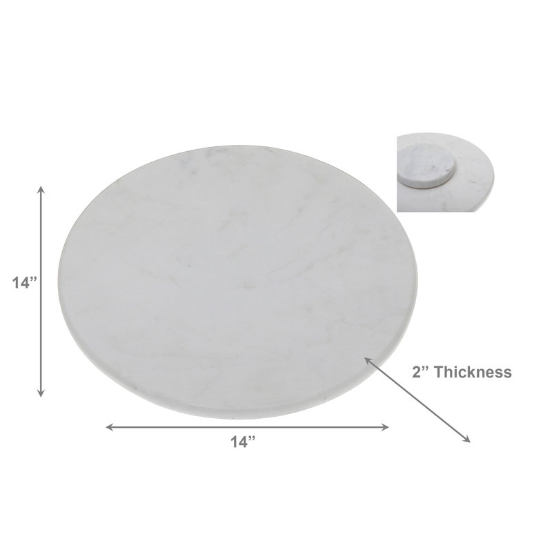 Marlee 14" Marble Lazy Susan White, 2" H x 14" W x 14" L