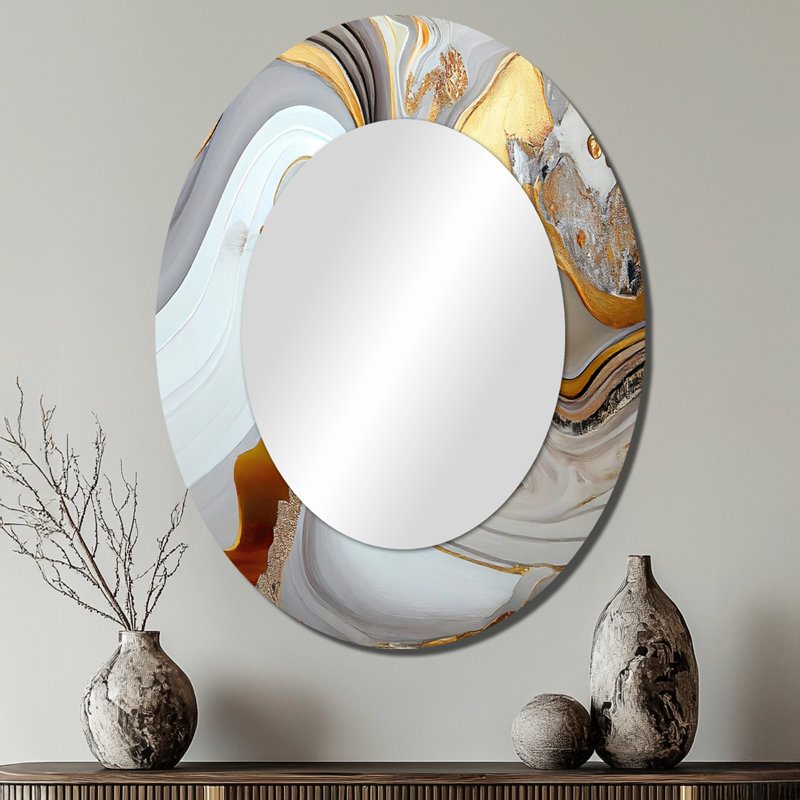 Miroir mural moderne blanc et doré, 40 po x 30 po