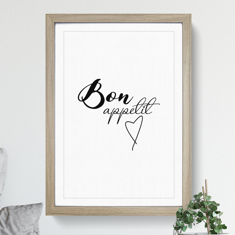 Bon Appetit - Picture Frame Typography, 48cm H x 36cm W x 2cm D, Oak