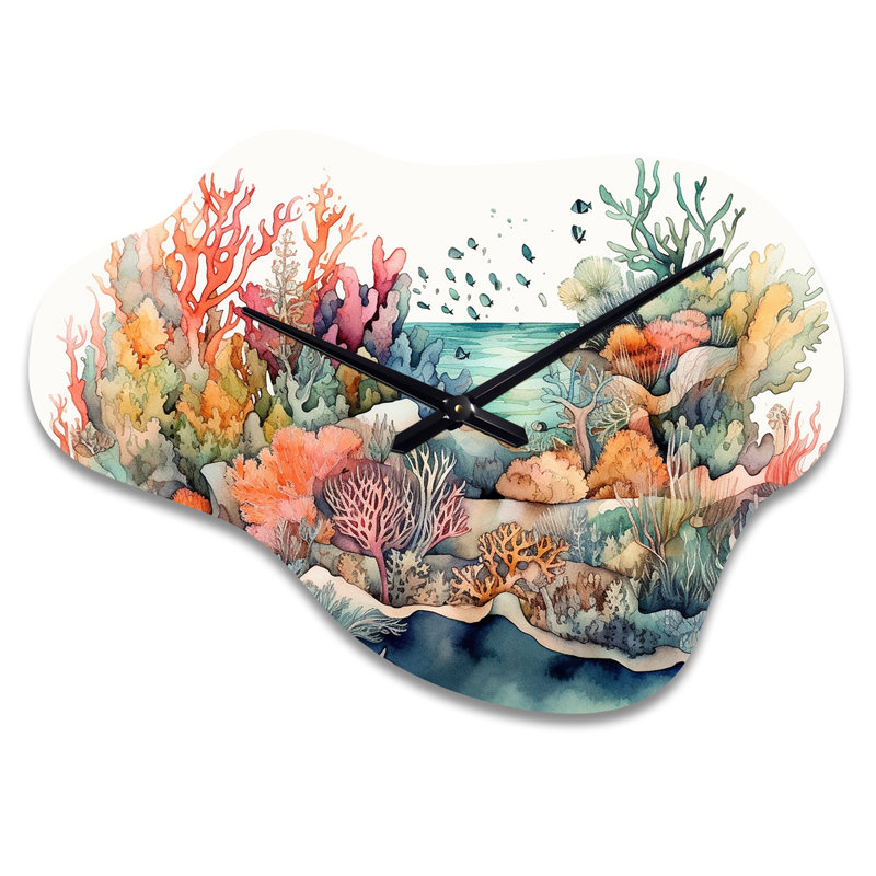 Horloge murale Vibrant Coral Reef II - Beach Cloud, Grand