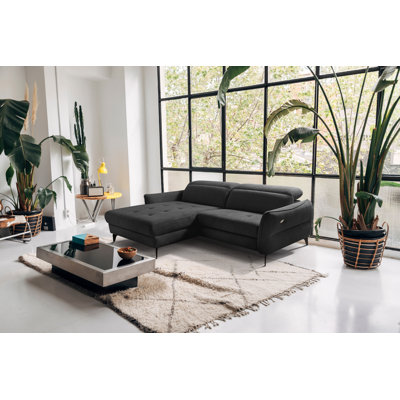 Morpeth Power Reclining Upholstered Corner Sofa in Chenille Fabric with Adjustable Headrests