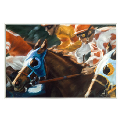 Equestrian Jockeys Racing Wall Plaque Art by Kim McElroy